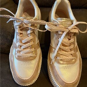 Skechers Metallic and Cream Lace-Up Sneakers